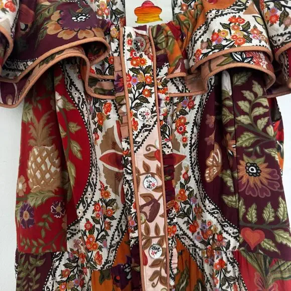 Farm Rio Romantic Nature Multicolor Off-The-Shoulder Ruffle Midi Dress - Picture 4 of 9